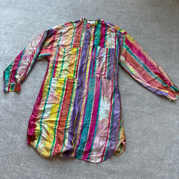 100% Silk Multicolor Beach Cover Up Dress - Picture 1 of 4